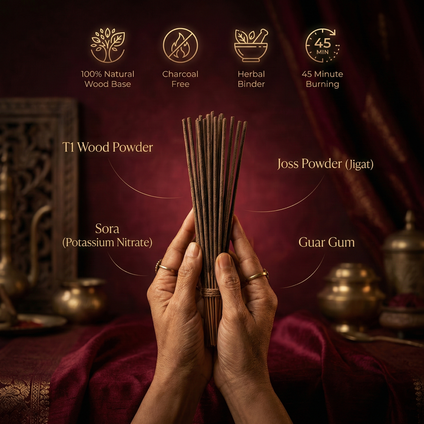 Organic Incense Sticks Combo (Pack of 3) — Luxury Non-Toxic & Charcoal-Free Set | The Artist Collection