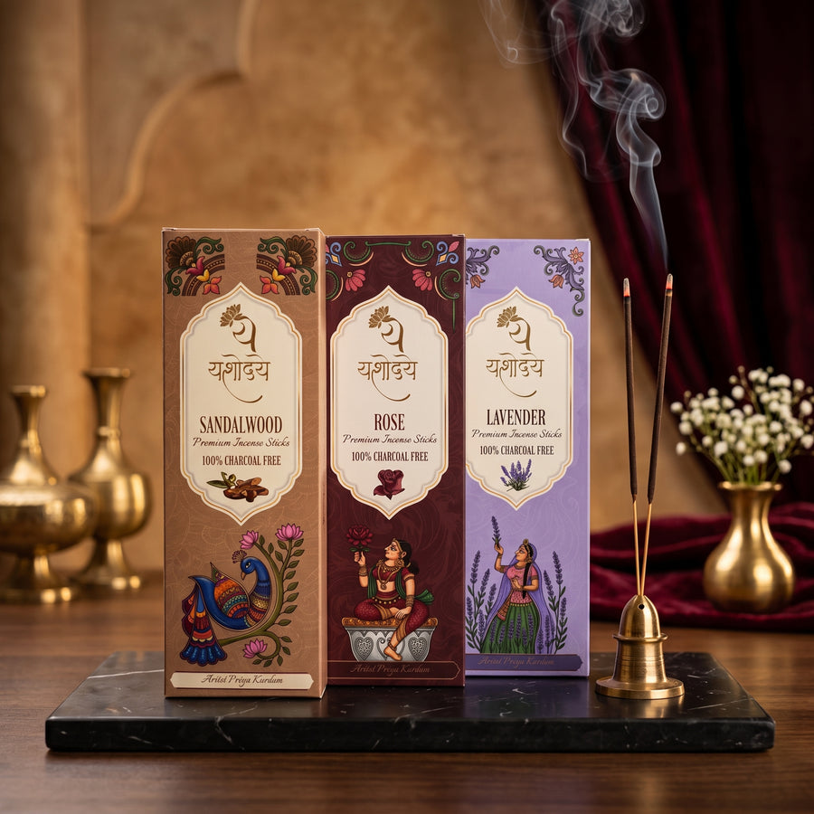 Organic Incense Sticks Combo (Pack of 3) — Luxury Non-Toxic & Charcoal-Free Set | The Artist Collection