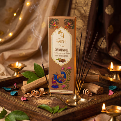 Yashodaye Organic Sandalwood Incense Sticks - Pack of 80 (Charcoal-Free)