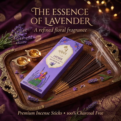 Yashodaye Organic Lavender Incense Sticks - Pack of 80 (Charcoal-Free)