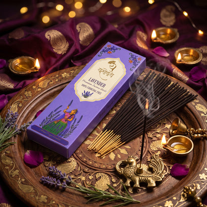 Yashodaye Organic Lavender Incense Sticks - Pack of 80 (Charcoal-Free)