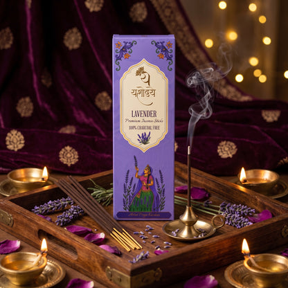 Yashodaye Organic Lavender Incense Sticks - Pack of 80 (Charcoal-Free)